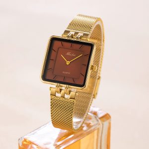 Miss Fox 2176P1-Golden Mesh Belt Red Wine Face